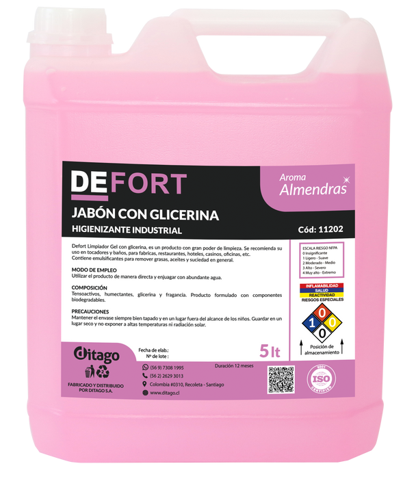 DEFORT JABON CON GLICERINA ALMENDRA 5 LT