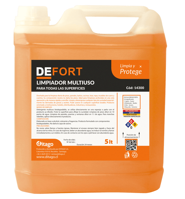 DEFORT LIMPIADOR MULTIUSO MULTISUPERFICIES 5 LT - Ditago