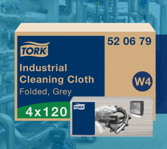 PAÑO DE LIMPIEZA TORK INDUST - 4 PQTS DE 120 UN (TO70050)