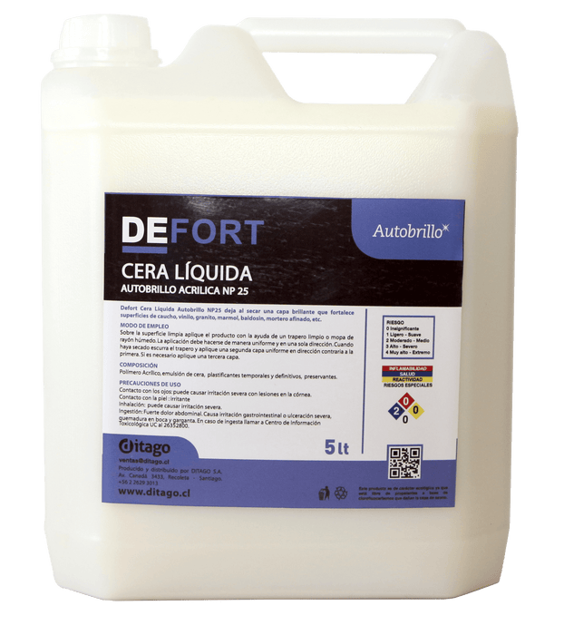 DEFORT CERA ACRILICA AUT 12,5% 5 LT - Ditago