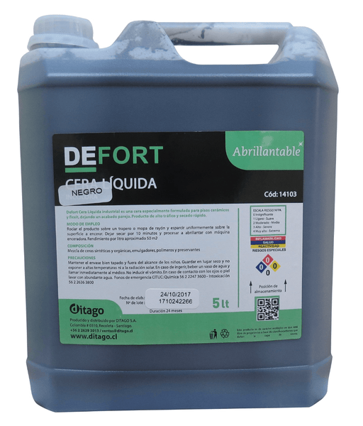 DEFORT CERA NEGRA ABRILLANTABLE 5 LT - Ditago