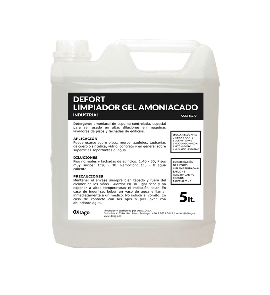 DEFORT DETERGENTE AMONIACADO 5 LT