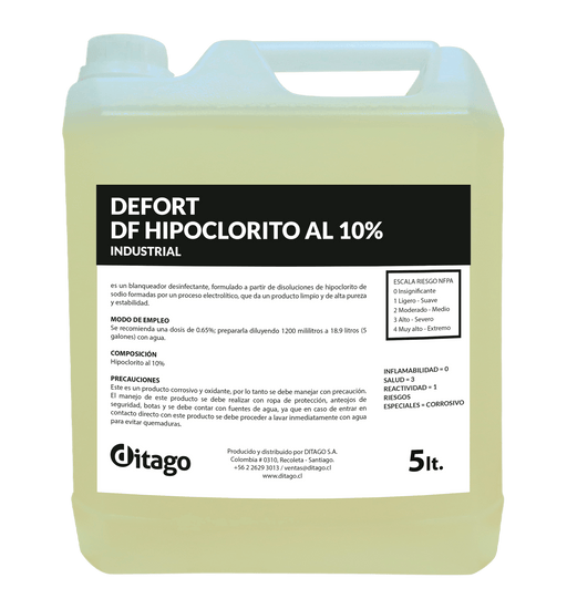 DEFORT HIPOCLORITO AL 10% 5 LT - Ditago