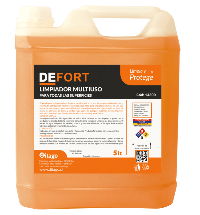 DEFORT LIMPIADOR MULTIUSO MULTISUPERFICIES 5 LT - Ditago